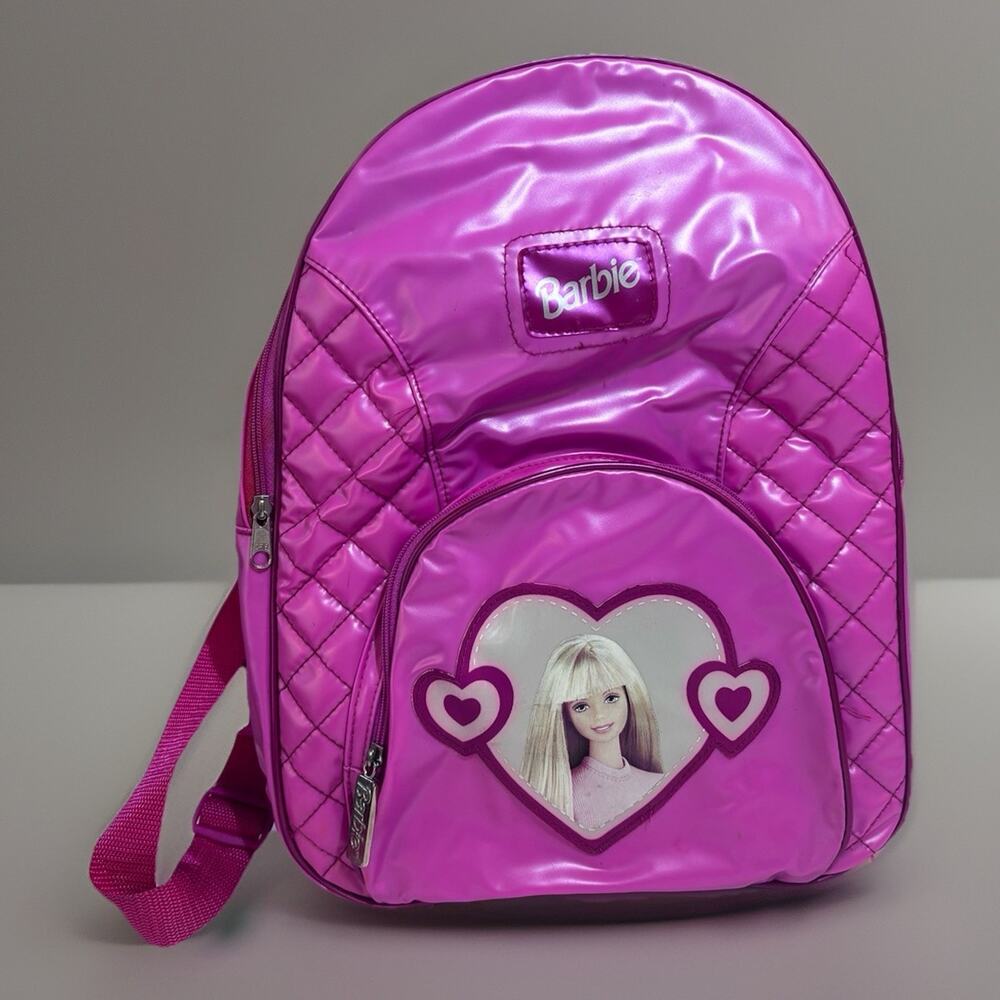 VTG Barbie Pink PVC Backpack Bag Adjustable Straps 1999